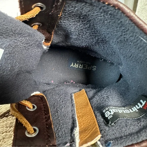 Sperry Brown Blue Duck Boots leather winter rain insulated lace up bootie ankle - Picture 7 of 14